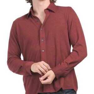NEW BONOBOS Merino Wool Blend Hybrid Shirt heather burgundy for men 362tn